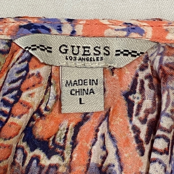 Guess Boho Women's Lightweight Long Sleeve 1/4 Button Top Size Large - Picture 2 of 9